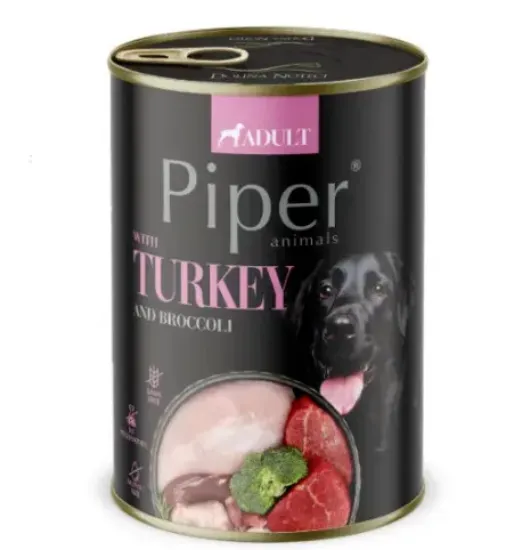 Снимка на Piper Adult Dog – Консервирана храна за кучета с пуешко месо и броколи, 400 гр.