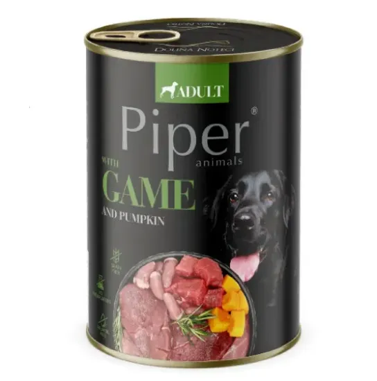 Снимка на Piper Adult - Консервирана храна за израснали кучета, с дивеч, тиква и розмарин, 400 гр.