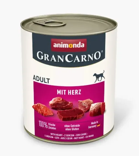 Снимка на Animonda Gran Carno Dog Adult - Пълноценна консервирана храна за израснали кучета, без зърнени храни, със сърца, 800 гр./ 2 броя