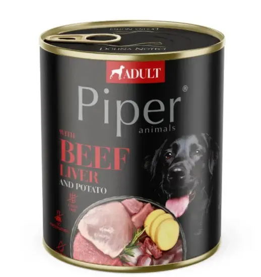 Снимка на Piper Adult Dog - Пълноценна консервирана храна за израснали кучета с телешки дроб и картофи, 800гр./ 2 броя