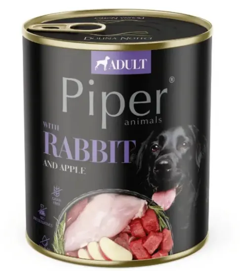 Снимка на Piper Adult Dog - Пълноценна консервирана храна за израснали кучета със заешко и ябълки, 800 гр.