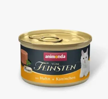 Показвай детайлите за Animonda Vom Feinsten Cat Мус - Пълноценна консервирана храна за котки с пилешко и заешко месо, 85гр. Снимка на Animonda Vom Feinsten Cat Мус - Пълноценна консервирана храна за котки с пилешко и заешко месо, 85гр.