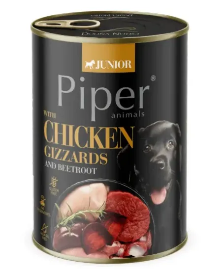 Снимка на Piper Dog Junior - Консервирана храна за малки кученца с воденички и цвекло, 400гр./ 2 броя
