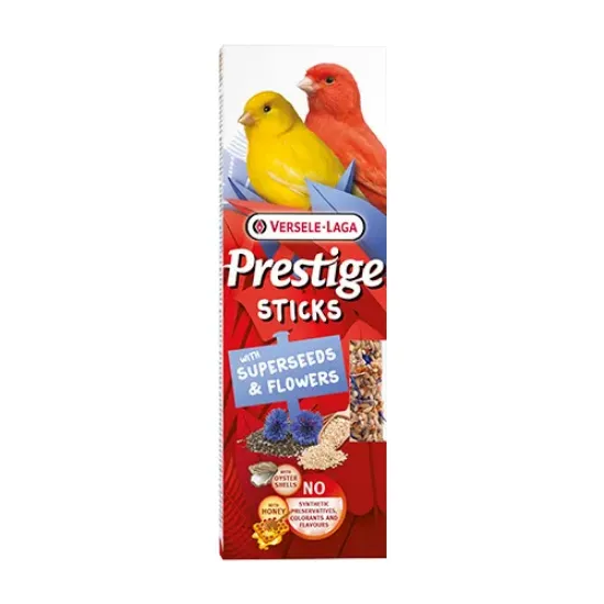 Снимка на Versele Laa Prestige Sticks Canaries with Superseeds & Flowers – Лакомство за канари – стикове със суперсемена и цветя, 2х30гр.