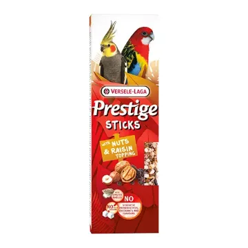 Показвай детайлите за Versele-Laga Prestige Sticks Big Parakeets with Nuts & Raisin topping –Лакомство за средни папагали – стикове с топинг от ядки и стафиди,2х70гр. 1 - MyPetShop.bg Снимка на Versele-Laga Prestige Sticks Big Parakeets with Nuts & Raisin topping –Лакомство за средни папагали – стикове с топинг от ядки и стафиди,2х70гр. 1