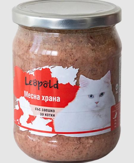 Снимка на Leopold Cat - Пълноценна консервирана храна за израснали котки със заешко месо, 6х 640гр.