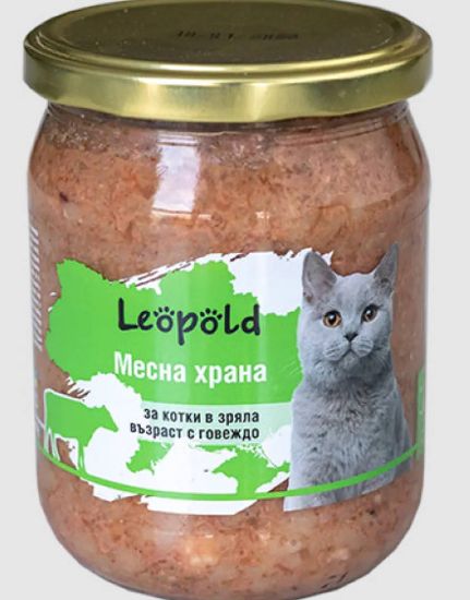 Снимка на Leopold Cat - Пълноценна консервирана храна за израснали котки с говеждо месо и зеленчуци, 460 гр.