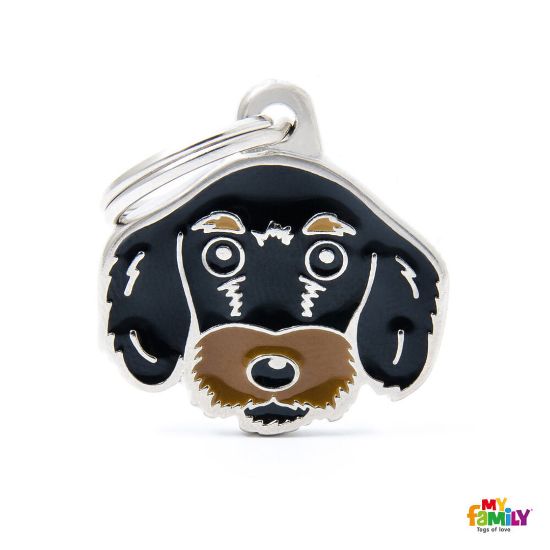 Снимка на My Family dog Tag - Модерен медальон за кучета от порода немски дакел, 2.2/2.7 см.
