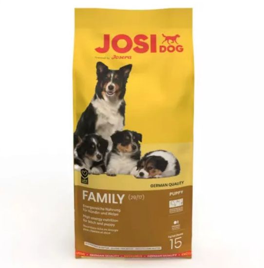 Снимка на Josera JosiDog Family - Висококачествена храна за подрастващи кучета до 8-ми месец, бременни и кърмещи кучета, с пилешко месо, 15 кг.