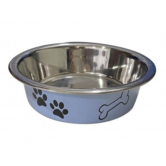 Снимка на Anipro Paws No Slip - Метална купа за храна и вода за кучета, синя 24 см, 2.6 л