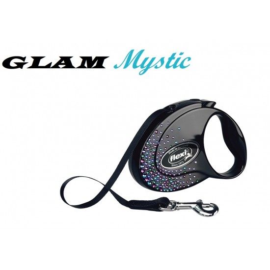 Снимка на Flexi Swarovski GLAM Mystic S - Модерен автоматичен повод за кучета, 3 метра лента, до 12 кг - цвят черен
