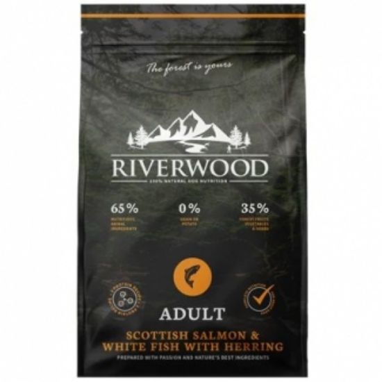 Снимка на Riverwood Adult - Пълноценна суха храна за израснали кучета с проблеми с кожата или козината със сьомга, 2 кг.