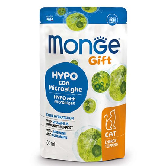 Снимка на Monge Gift Energy Topping Hypo – Енергиен топинг за котки, хипоалергенен с микроводорасли, 60 мл./2 броя