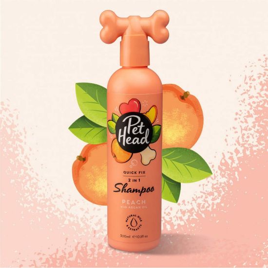 Снимка на Pet Head Quick Fix 2in1 - Шампоан и балсам за кучета с праскова и арганово масло , 300 мл.