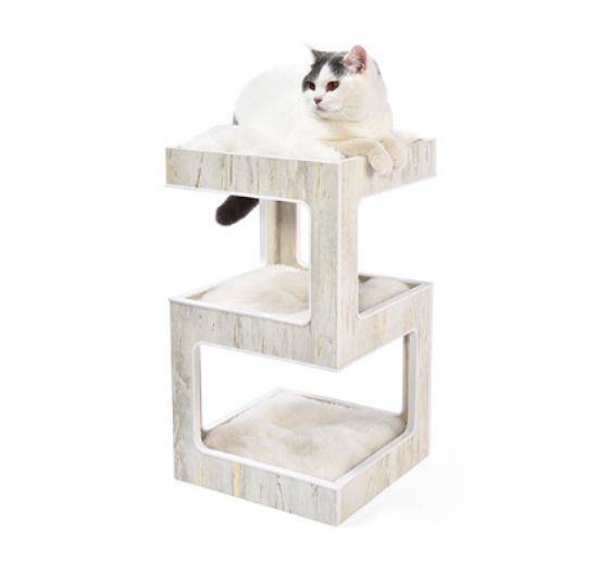 Снимка на Freedog Rascador Balcony - Катерушка с драскало за коте с платформи за почивка, 34 x 34 x 60 см.- кремава