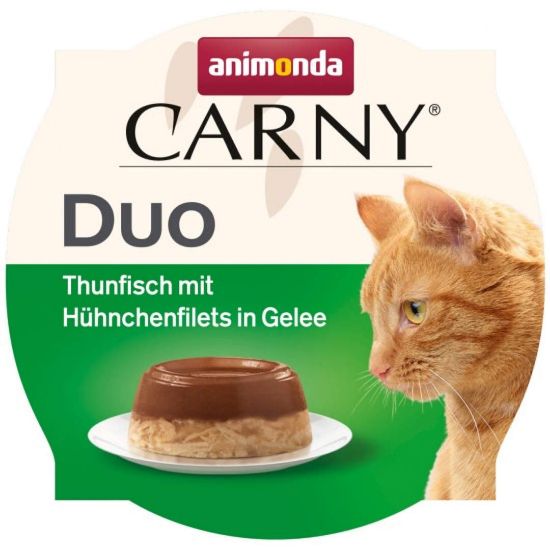 Снимка на Carny Duo Adult Tuna With Chicken Filet in jelly - Лакомство за котки с желирано пилешко филе, 70 гр.