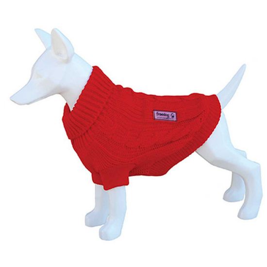 Снимка на Freedog Nature Sweater - Елегантен и топъл пуловер за кучета, 25 см. - червен