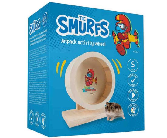 Снимка на Duvo Plus Smurfs - Дървено колело за хамстери, 15 см.