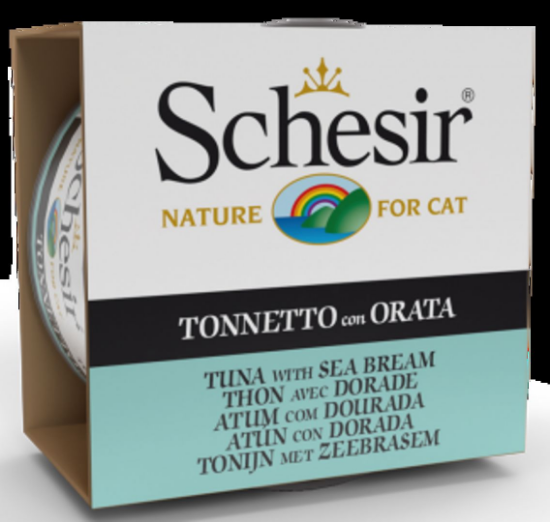 Снимка на Schesir Cat Tuna with Seabream - Консерва за израснали котки с риба тон и ципура в желе 85 гр./ 3 броя