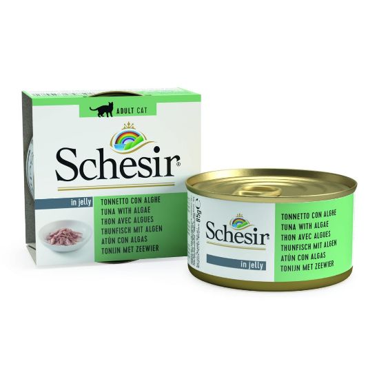 Снимка на Schesir Cat Tuna with Algae - Консерва за котки с риба тон и морска трева в желе, 85 гр./ 3 броя