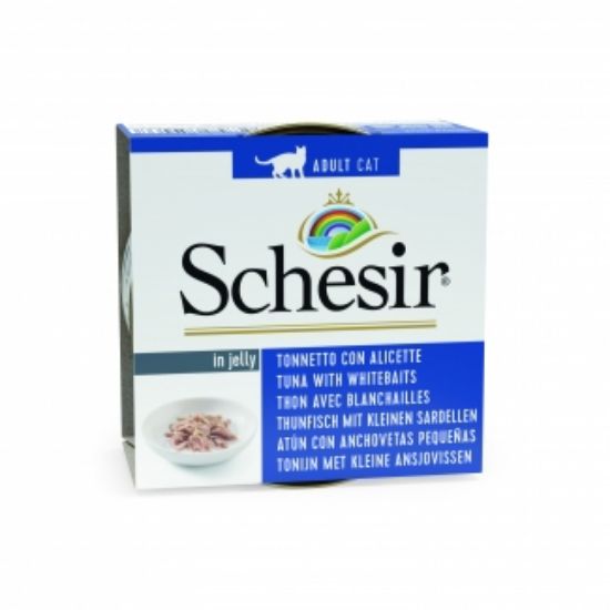 Снимка на Schesir Cat Tuna with Whitebaits - Консерва за котки с риба тон и атерина в желе, 85 гр./ 3 броя