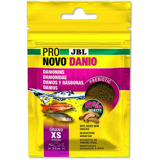 Снимка на JBL ProNovo Danio Grano XS - Основна храна за аквариумни рибки, гранулирана с размер XS за всички малки барбуси и данио от 3-5 см/ 20 мл.