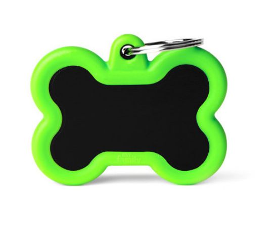 Снимка на My Family Id Tag - Hushtag - Елегантен медальон/адресник за кучета, зелен кокал, 3.3 см/4,1 см.