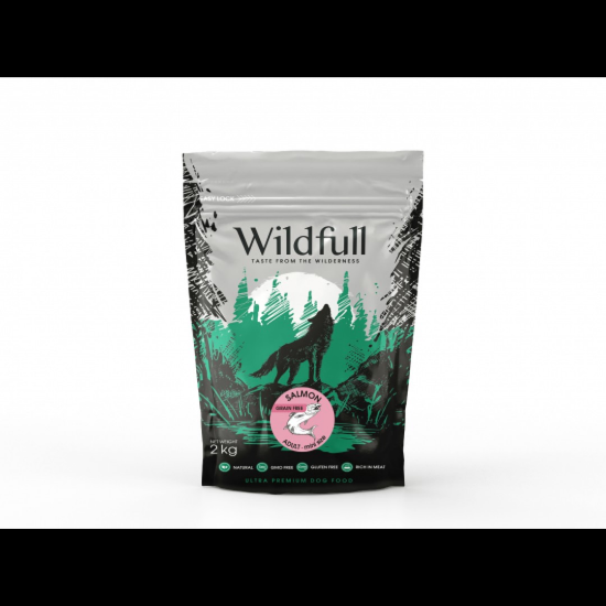 Снимка на Wildfull dog salmon mini size - Пълноценна суха храна за израснали кучета от малки и мини породи, без зърно, със сьомга, 2 кг.