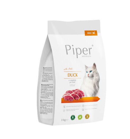 Снимка на Piper Cat Lamb Duck Adult - Гранулирана храна за израснали котки, без зърно, с прясно патешко месо, омега 3 и омега 6,  3 кг.