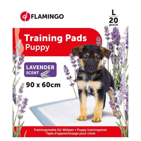 Снимка на Flamingo Training Mat Large - Памперс подложка за кучета с аромат на лавандула, 90/60 см- 20 броя