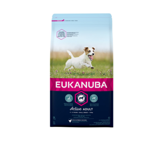 Снимка на Eukanuba Dog Adult Small breed - Премиум суха храна за израснали кучета от дребни породи с пилешко и пуешко месо, 18 кг.