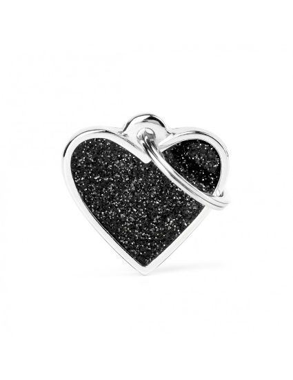 Снимка на My Family Heart Id Tag - Елегантен кучешки адресник медальон във  форма на сърце - черно