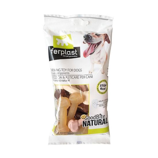 Снимка на Ferplast Natural Bone Bag XS - Лакомство за кучета под формата на кокалчета с различни аромати, 16 х 15 гр. х 26 см.