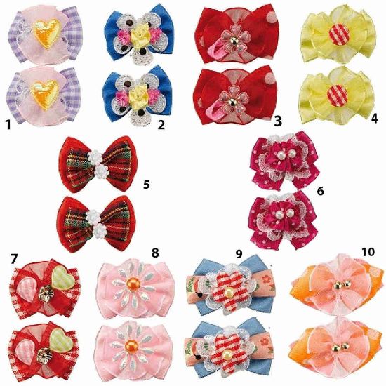 Снимка на Ferplast - Dog hairpins pa6507 - Разноцветни панделки с шноли, 2 бр. 4 / 2 /2 см.