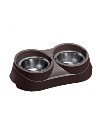 Снимка на Ferplast - DUO Feed 01 Grey - Двойна поставка с купи за храна и вода за кучета и котки ORION KC  , 1000 мл.