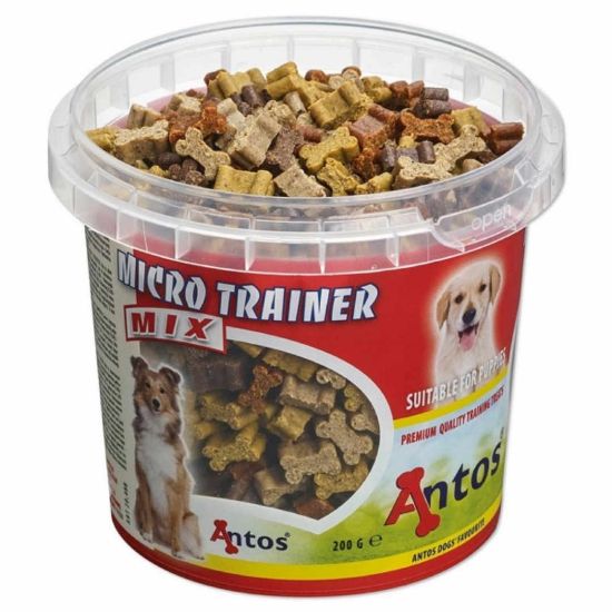 Снимка на Antos Micro Trainer Mix - Премиум лакомство / награда за кучета ,микро кокалчета микс от пиле,риба ,агне и говеждо месо 200 гр.