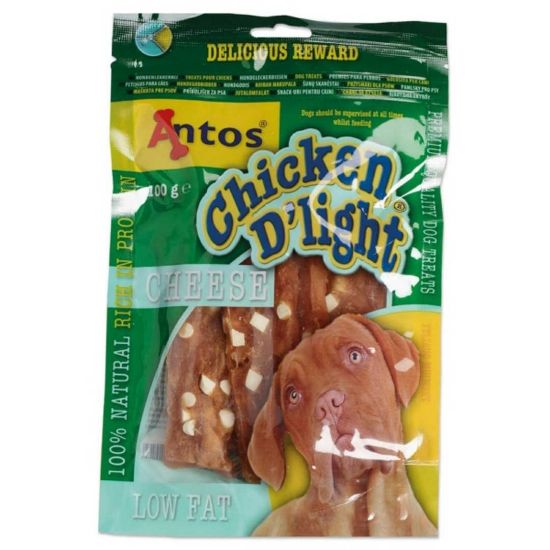 Снимка на Antos Chicken D'light Cheese - Премиум лакомство/ награда за кучета , без зърно , с пилешко месо и сирене 100 гр.