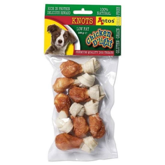 Снимка на Antos Chicken D'light Knots - Премиум лакомство за кучета , вързани кокалчета с пилешко месо, 2 броя х 100 гр.