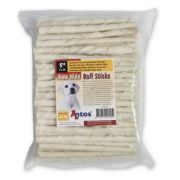Снимка на Antos Raw Hide White Roll Sticks - Премиум кучешко лакомство , солети от говежда кожа 100 броя 7.8 см. 2