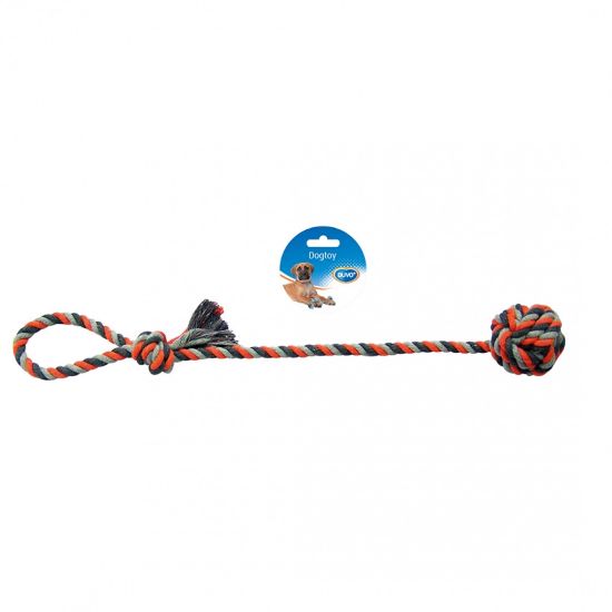 Снимка на Duvo Plus Tug Toy Knotted Cotton Dummy Ball - Кучешка играчка - въже за дърпане и дъвчене с памучна топка , 50 см.