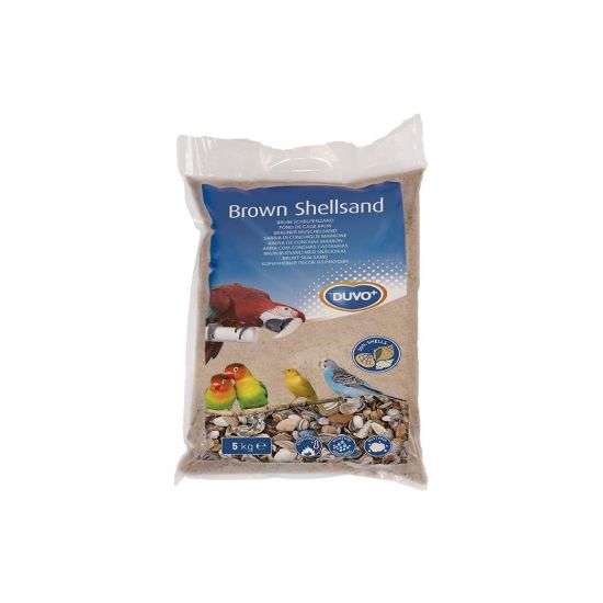 Снимка на Duvo Plus Brown Shell Sand - Естествен кафяв пясък с миди и анасон за клетки на птици 5 кг.