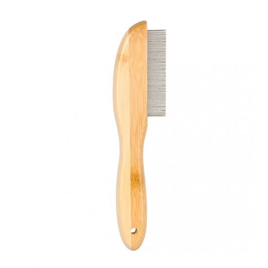 Снимка на Duvo Plus Flea Comb - Бамбуков гребен за късокосмести кучета и котки, премахва бълхи и паразити 77 зъбци 21 см.