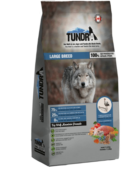 Снимка на Tundra Dog Large Breed - Премиум пълноценна суха храна за израснали кучета от едри породи, без зърно , с пуешко месо и херинга 11.340 кг.