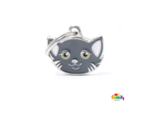 Снимка на My Family Cat Tag  - Ръчно изработен адресник , Европейска късокосместа котка, за котки 2.5 см/ 2.0 см.