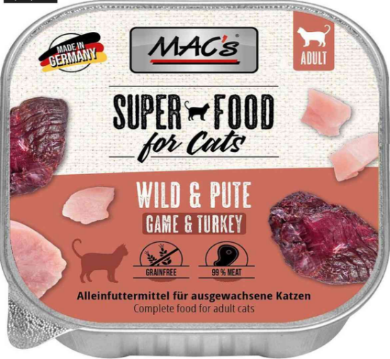 Снимка на Mac’s Cat Pure Wild and Turkey - Премиум пастет за котки , без зърно , с месо от дивеч и пуешко