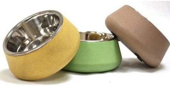 Снимка на Croci  Bamboo/Sttel Tierra Beige - Метална купа обвита с бамбук за кучета 0.472 мл. жълта