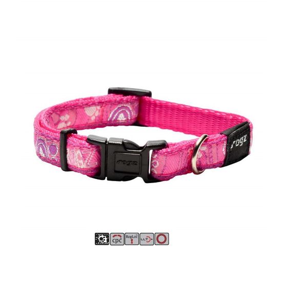 Снимка на Rogz Fancy Dress Collar Medium - Нашийник за кучет,лапички 16мм/-26-40 см. розов