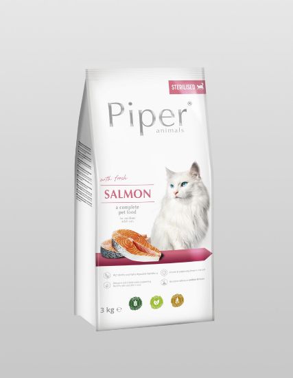 Снимка на Piper Cat Salmon - Гранулирана храна с прясна сьомга за кастрирани котки 3 кг.