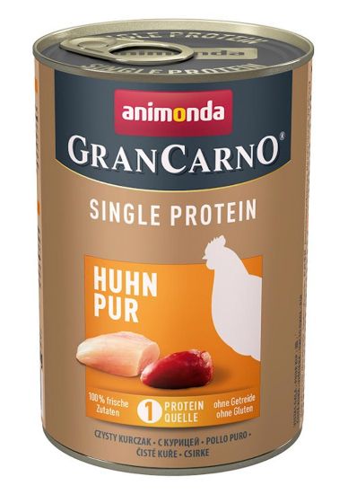 Снимка на Animonda GranCarno SP Pure Chicken -Консервирана храна за кучета само пилешко месо - един източник на протеин, 2 броя х 400 гр.