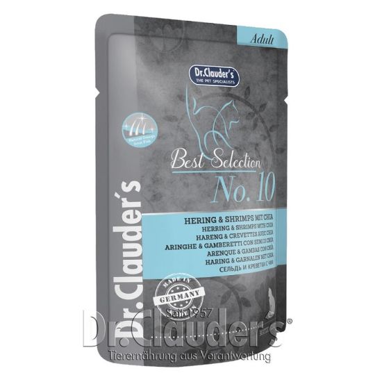 Снимка на Dr.Clauder's Best Selection  Adult Herring&Shrimps With Chia-Храна за възрастни котки с херинга,скариди и чия, 4 броя х 85 гр.